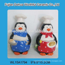 Promotional penguin-shape ceramic biscuit jar